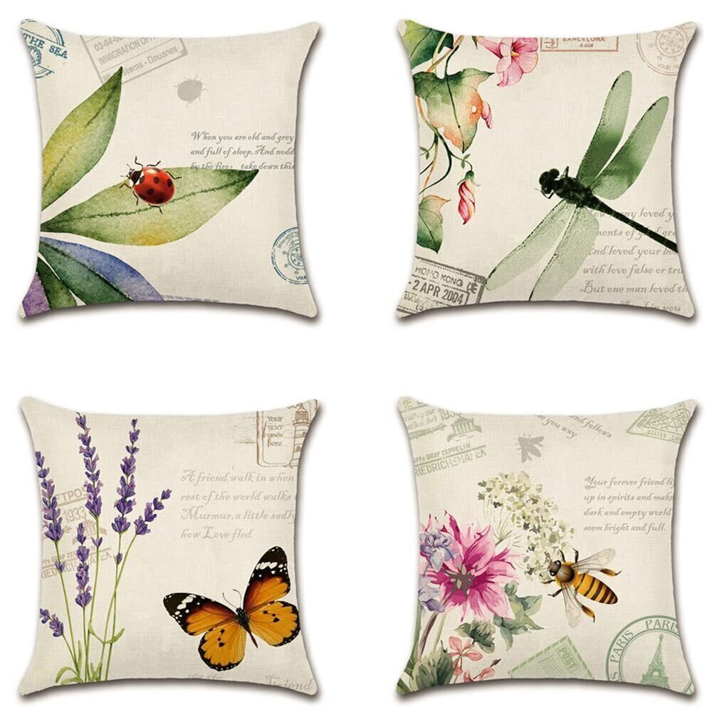4584 Set of 4 Waterproof Throw Pillow Covers 18x18 Inches, Decorative